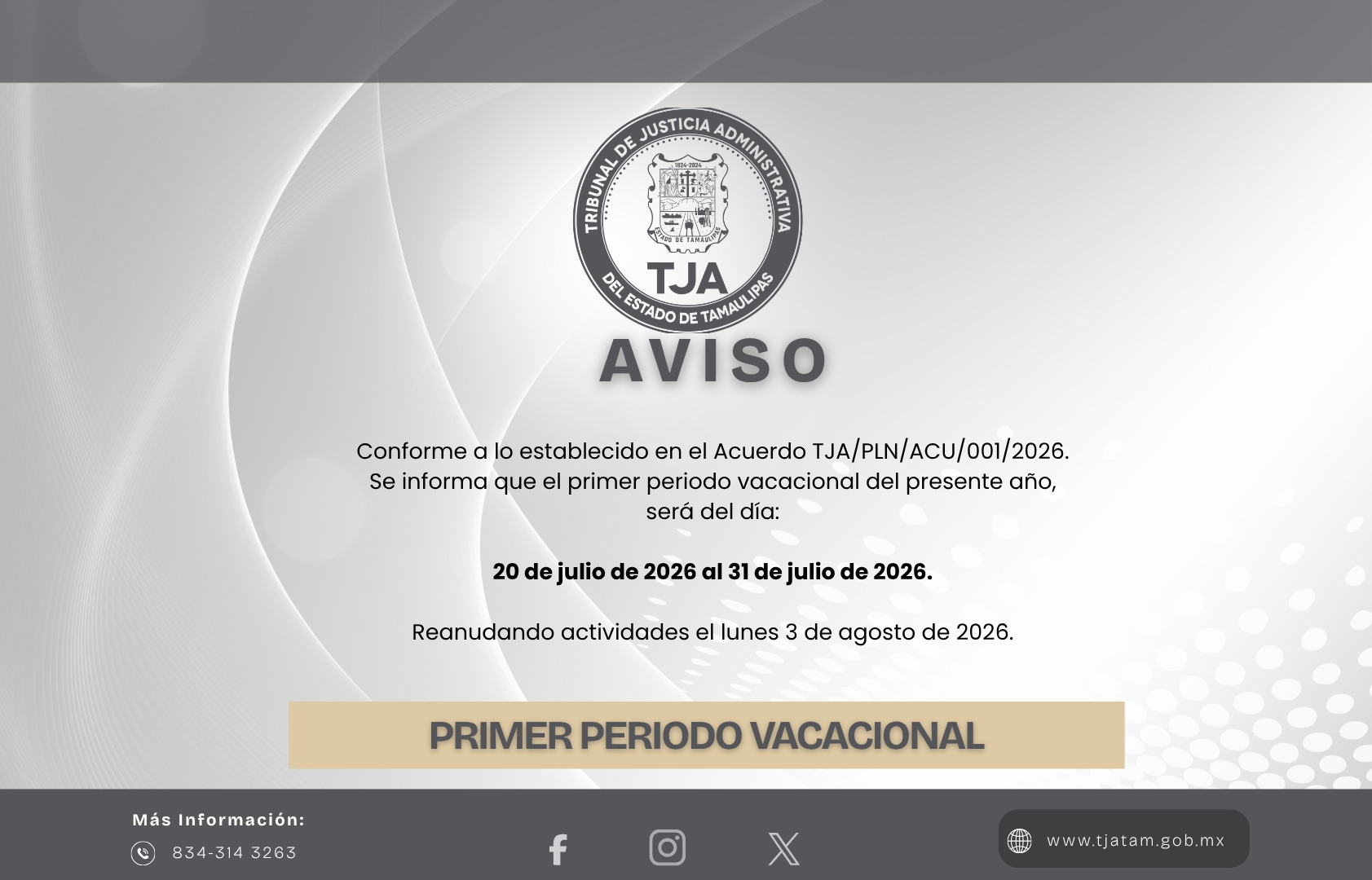 Aviso: Primer periodo vacacional